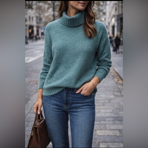 J Crew Wool Alpaca Blend Sweater Green Size Large - Picture 1 of 5